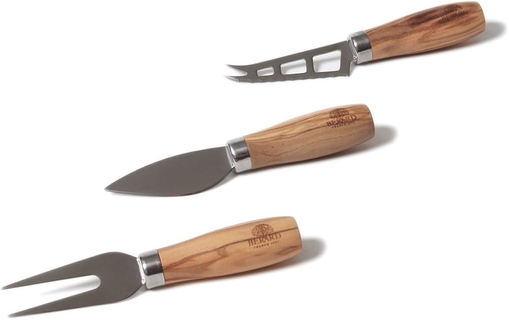 Berard Stainless Steel 3 Piece Cheese Knife Set with Olive Wood Handles | Amazon (US)