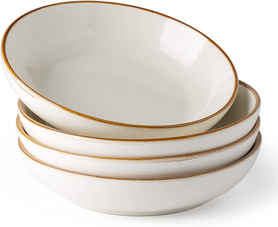 AmorArc 8.5'' Large Pasta Bowls, 36oz Ceramic Salad Serving Bowls Set of 4 for Kitchen, Wide Ston... | Amazon (US)