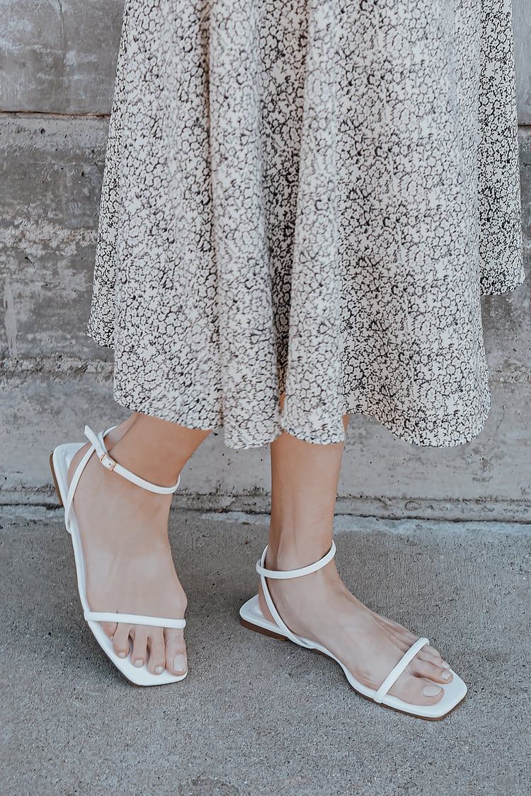 Siya White Flat Ankle Strap Sandals | Lulus (US)