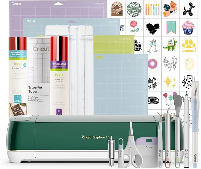 Cricut Explore Air 2 Starter Bundle - Includes 50 images & 10 fonts, Materials, Tool Set, Trimmer... | Amazon (US)