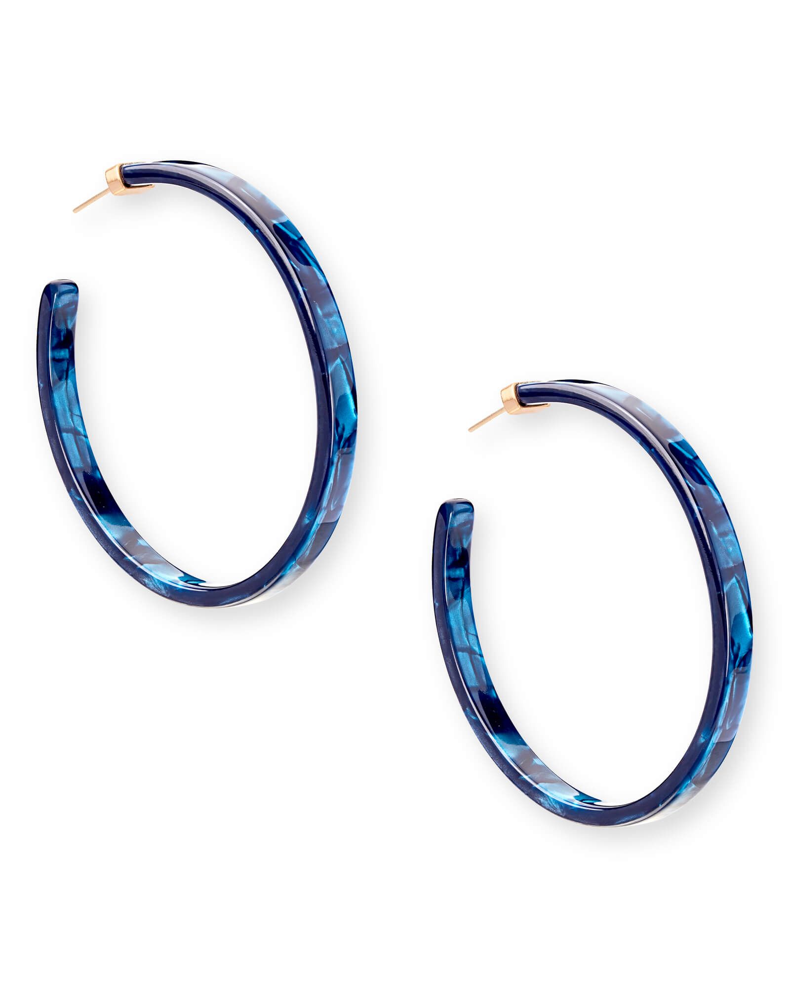 Kash Hoop Earrings in Navy Blue Acetate | Kendra Scott