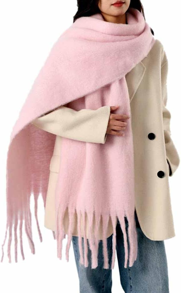 OUNIYA Large Chunky Scarf Oversized Fluffy Scarves Blanket Big Wool Thick Winter Warm | Amazon (UK)