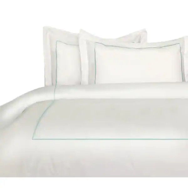 Percale Cotton Crisp Single-stripe Duvet Cover Set - Blue/White - King - 3 Piece | Bed Bath & Beyond