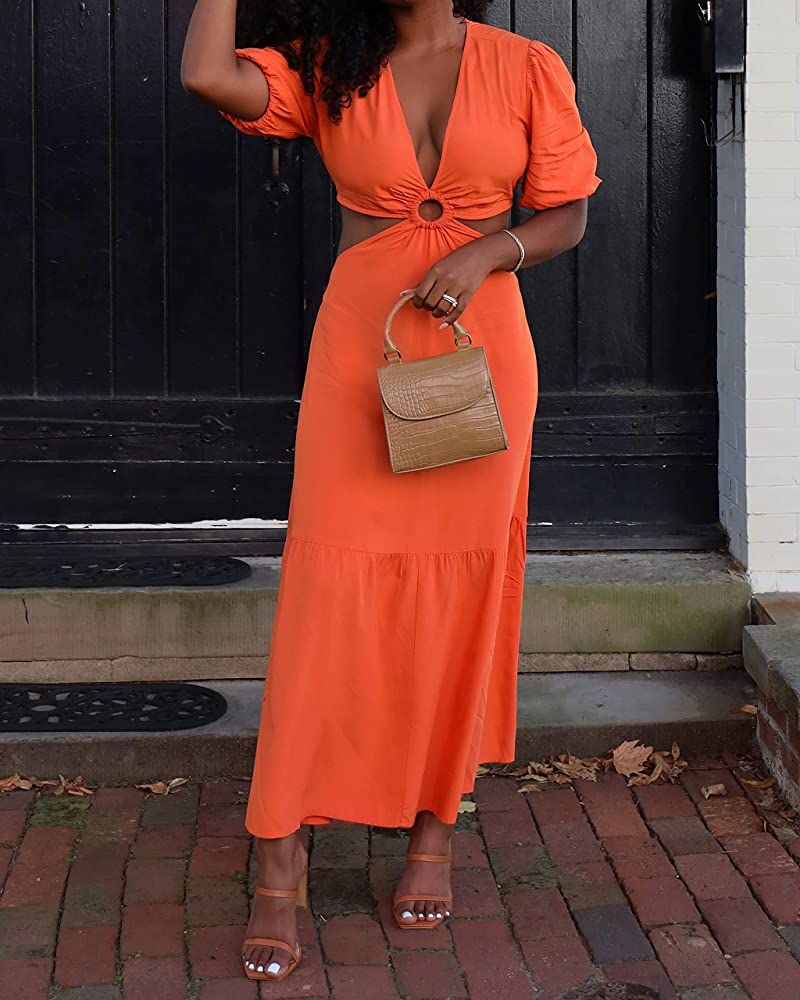 The Drop Women's Burnt Orange Waist Cut Out Maxi Dress by @hermela | Amazon (US)