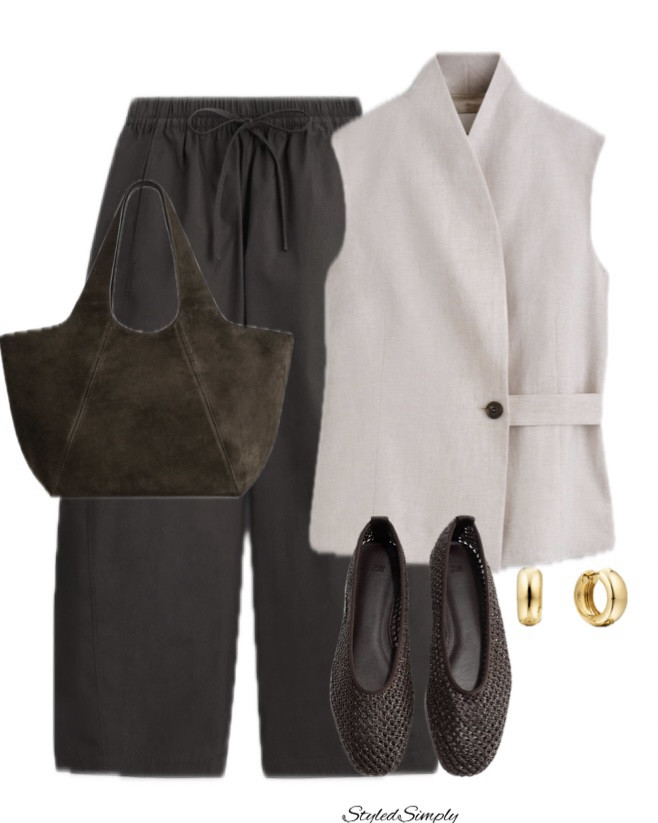 Everyday Spring outfit with brown barrel leg trousers.

Barrel leg, daily style, everyday style, Highstreet style, street style, easy styling, women’s flats, Spring style, spring outfits, cardigan, quality knitwear, basic tops, neutral outfit, waistcoat 

#LTKstyletip #LTKuk #LTKspring