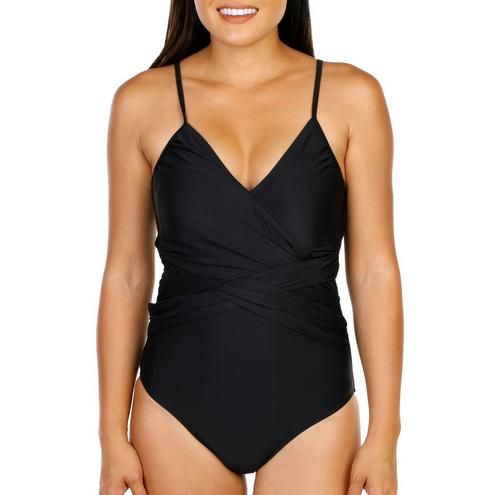 Women's Criss-Cross One Piece Swimsuit - Black-Black-1195365470601   | Burkes Outlet | bealls