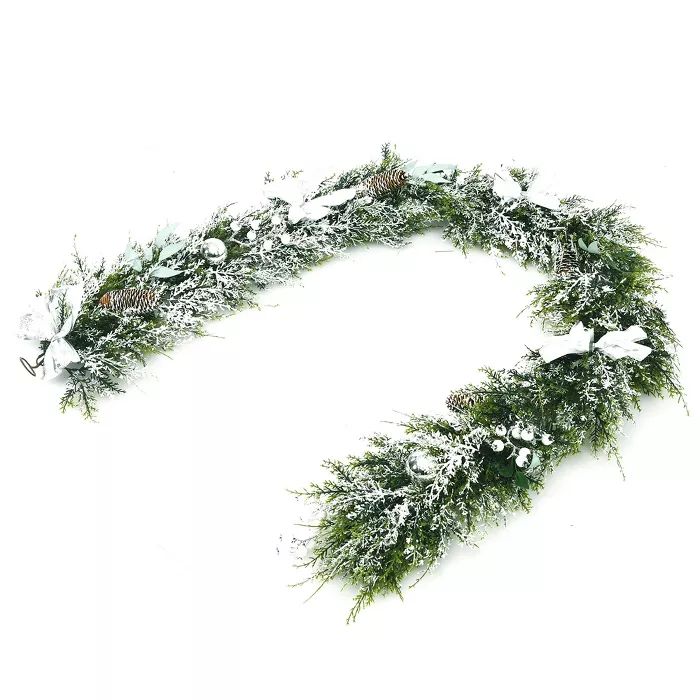 Costway Snow Flocked Christmas Cypress Garland Wedding Party Decor w/280 PE Tips | Target