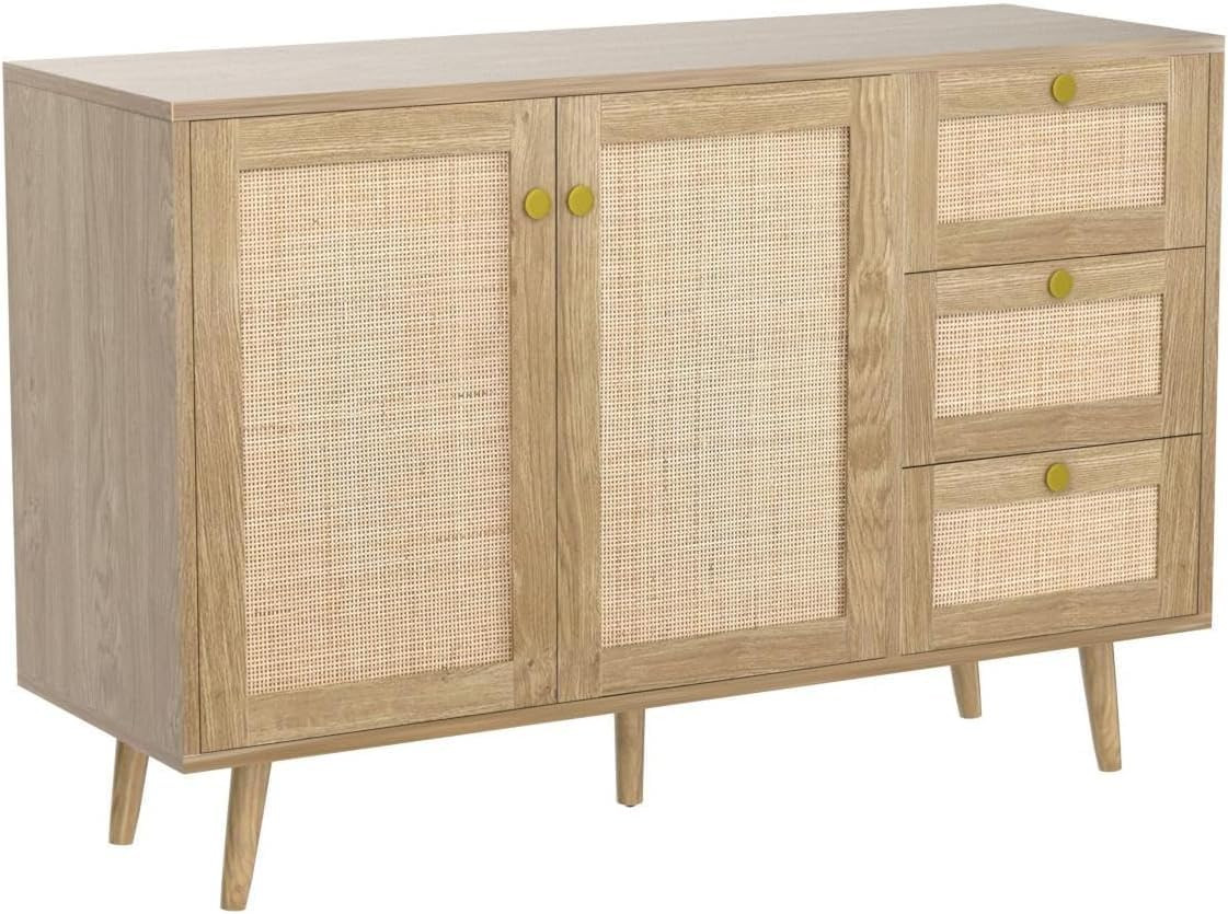 Anmytek Rattan Sideboard Buffet Storage Cabinet with 2 Doors and 3 Drawers, Buffet Cabinet with S... | Amazon (CA)