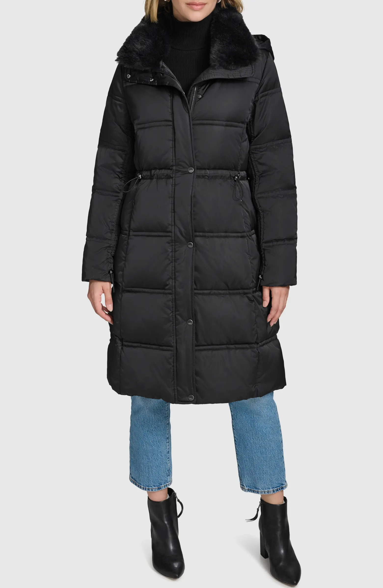 Emery Faux Fur Trim Down, Feather & Synthetic Fill Puffer Coat | Nordstrom