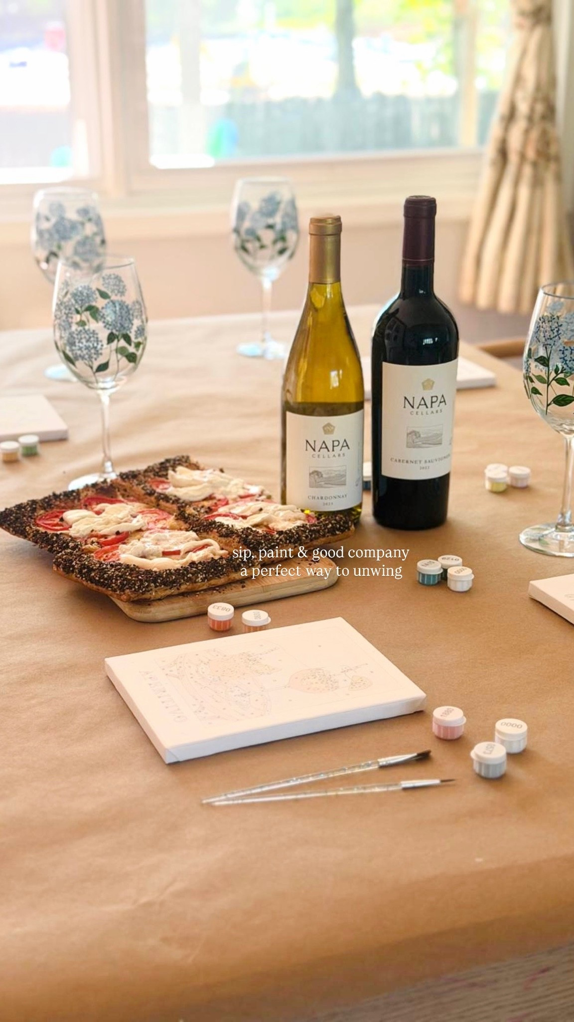 Paints and good company a perfect way to unwind! #Paint #GirlsNight #TableSetting #Wine #WineNight #DIY #DIYmom #DIYBlog #ArtStation #ArtAndCrafts

#LTKmomlife #LTKselfcare #LTKHome