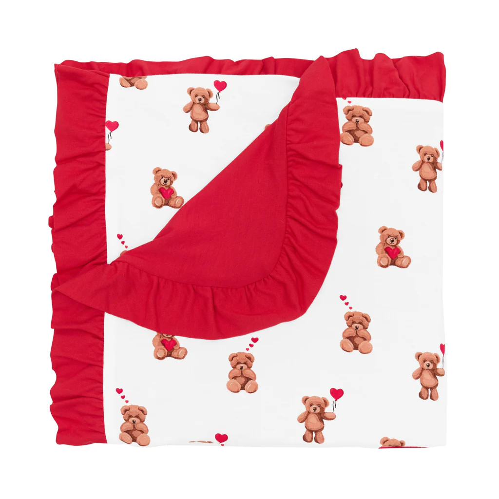 Ruffle Baby Blanket in Bear Hearts 0.5 | Kyte Baby