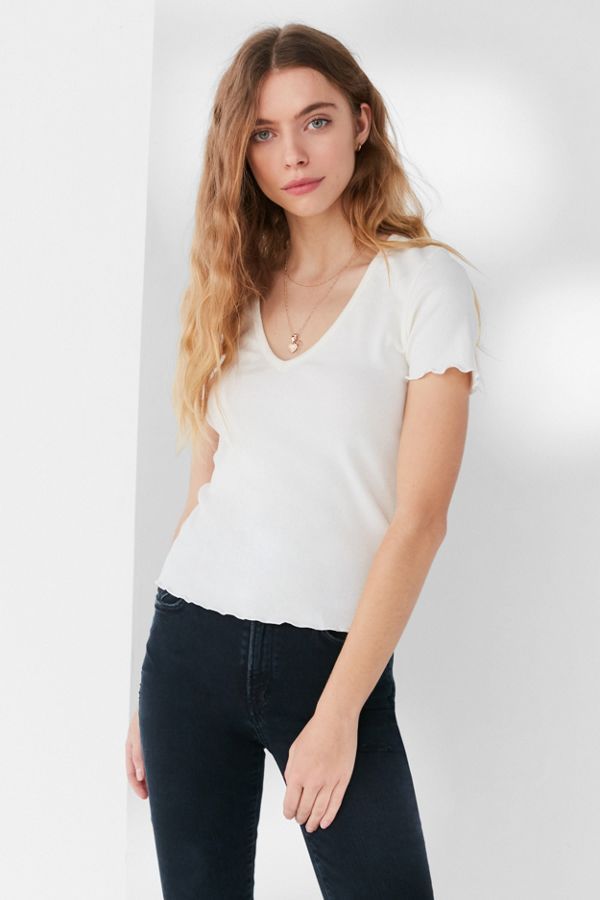 Project Social T Lanie V-Neck Lettuce-Edge Tee | Urban Outfitters US