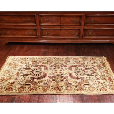Oriental Hand Tufted Silk/Wool Beige/Gold Area Rug | Wayfair North America
