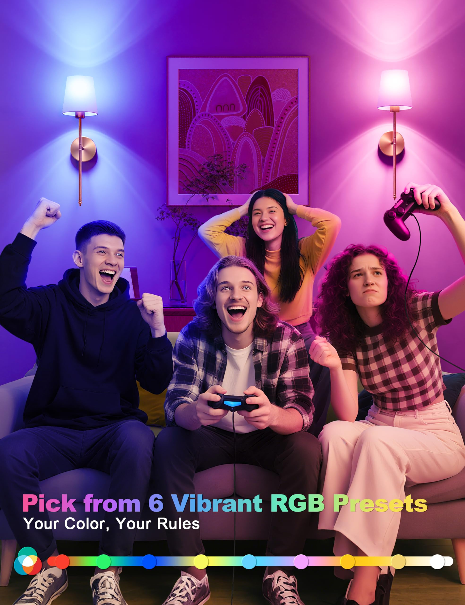 Battery Operated Wall Sconces Set of 2,Gold Wireless Wall Lights with Remote,9 Colors Modes Recha... | Amazon (US)