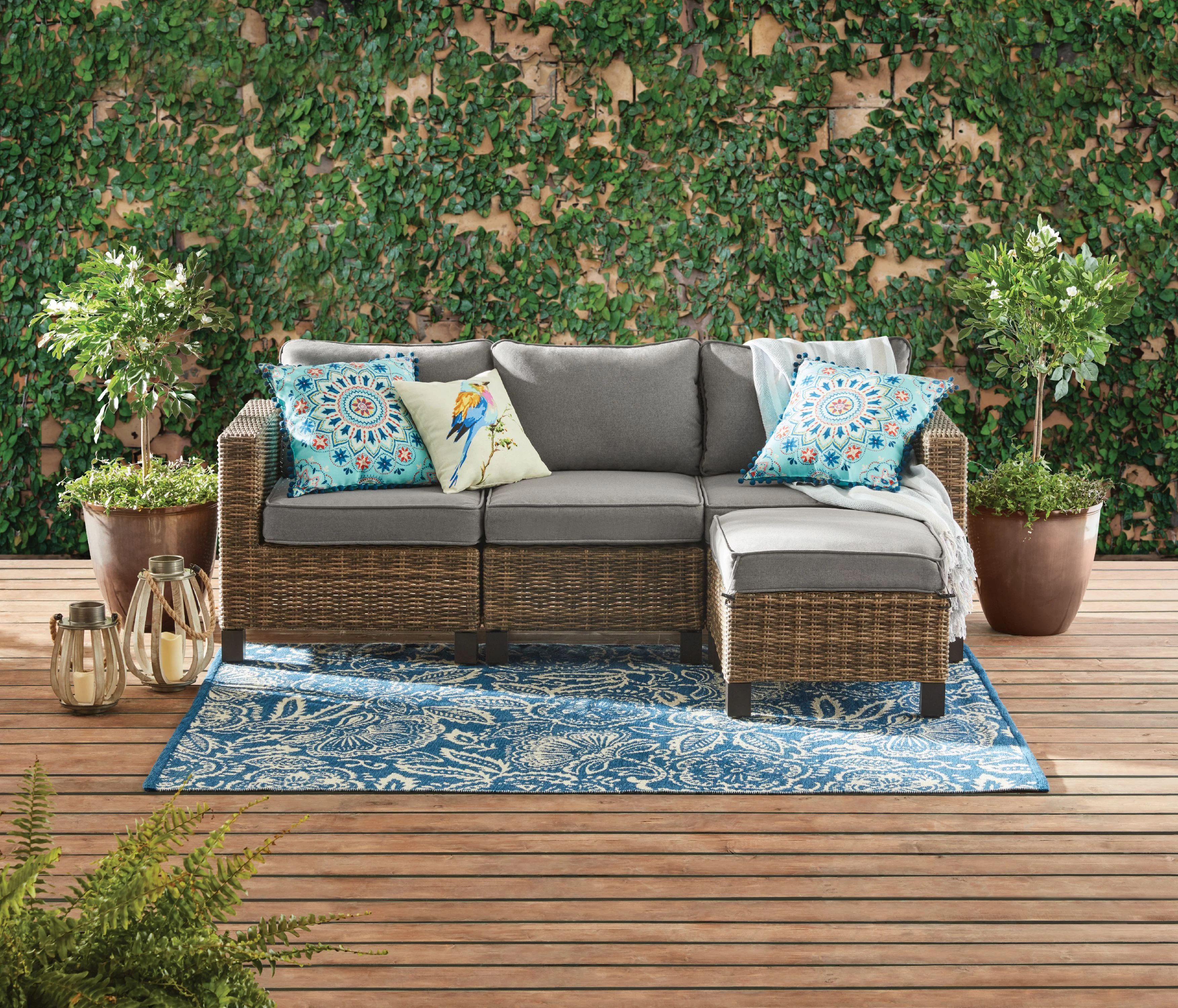Better Homes & Gardens Brookbury 4-Piece Wicker Sectional Sofa Set | Walmart (US)