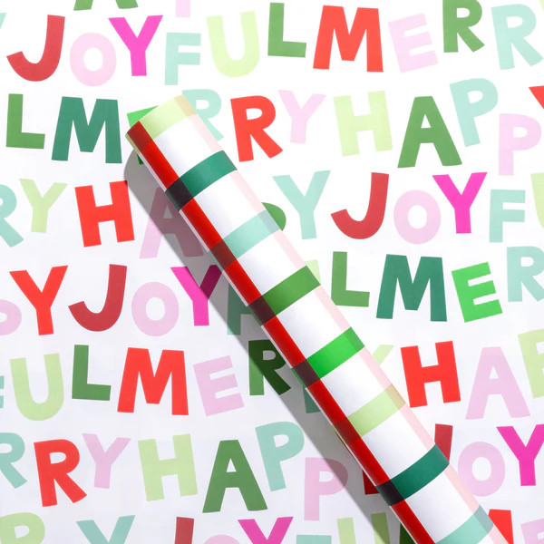 Merry Happy Joyful & Holiday Plaid Double Sided Gift Wrap Sheets | Joy Creative Shop