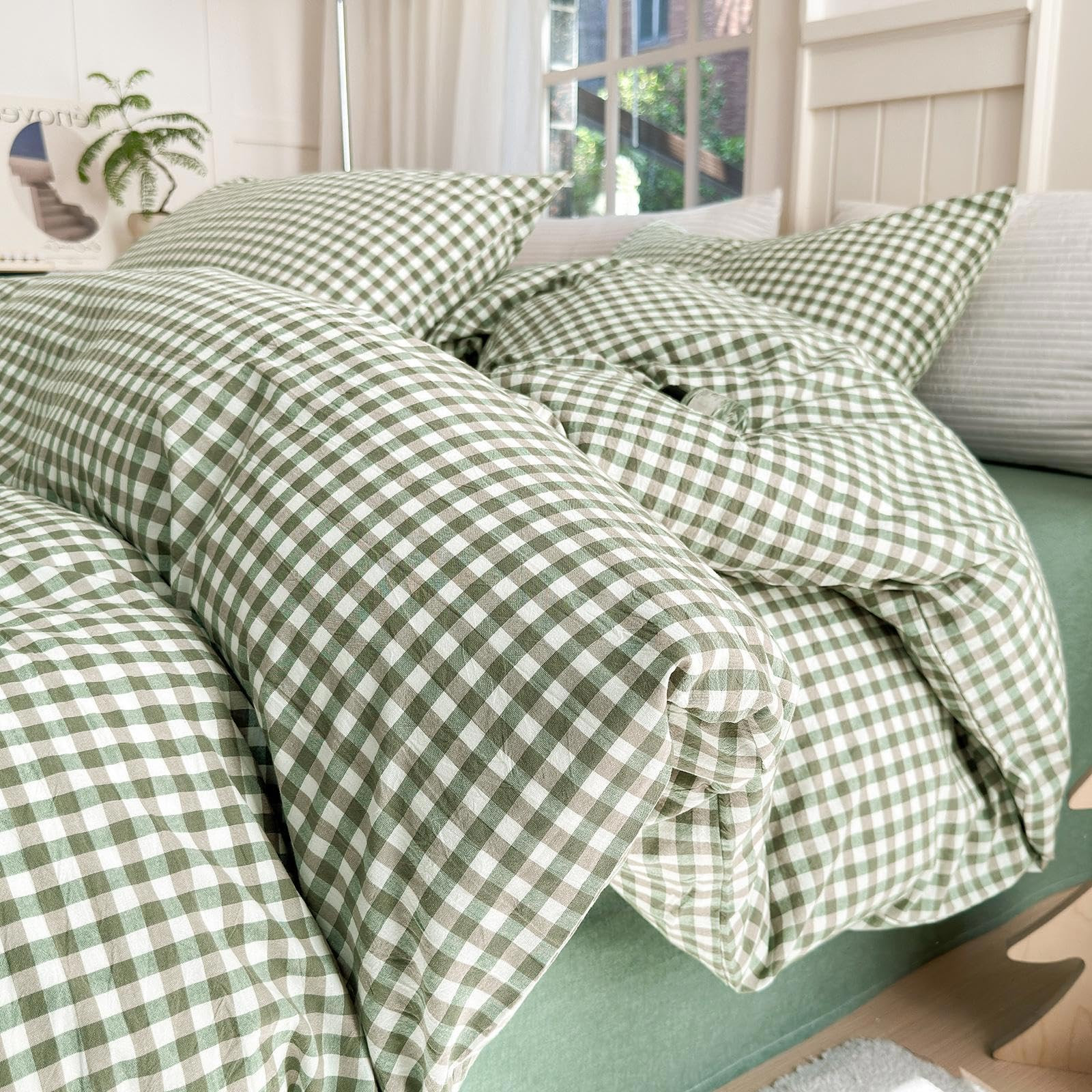 LifeTB Twin XL Comforter Set Green Gingham Comforter for Men Boys Geometric Plaid Comforter Set G... | Amazon (US)