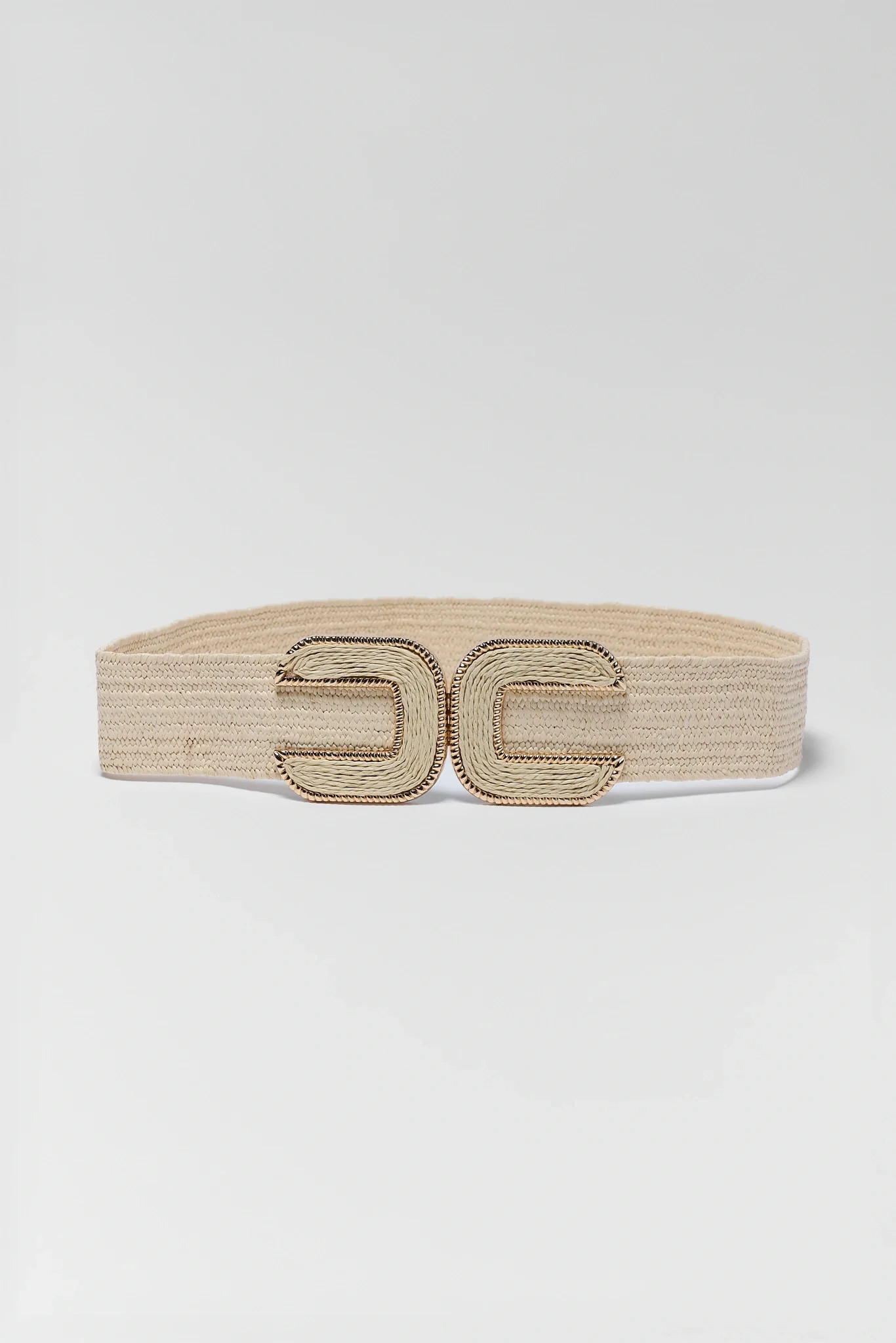 Tan Woven Raffia Stretch Belt | Avara