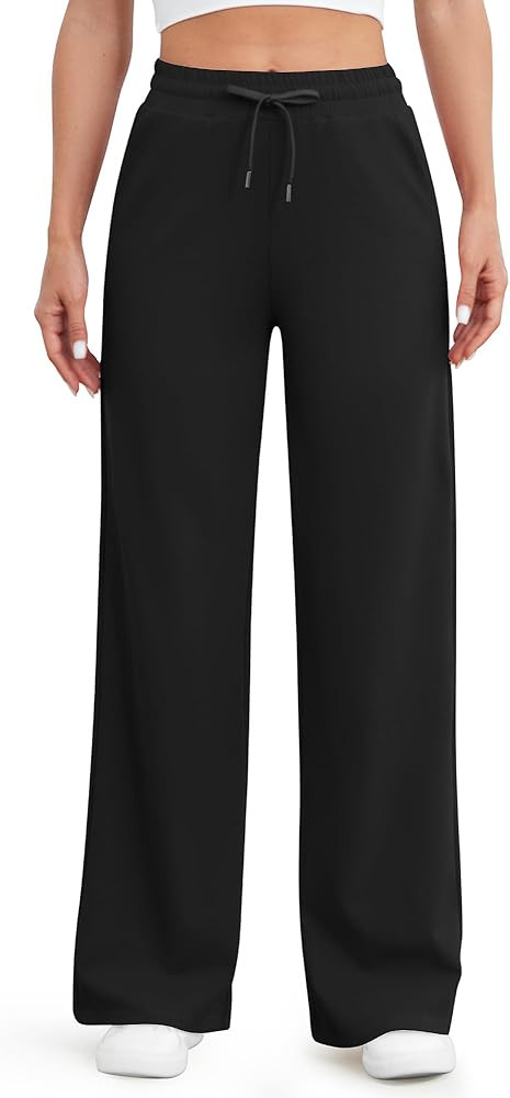 G4Free Wide Leg Yoga Pants with Pockets for Women Sweatpants Casual Drawstring Stretch Pants Peti... | Amazon (US)