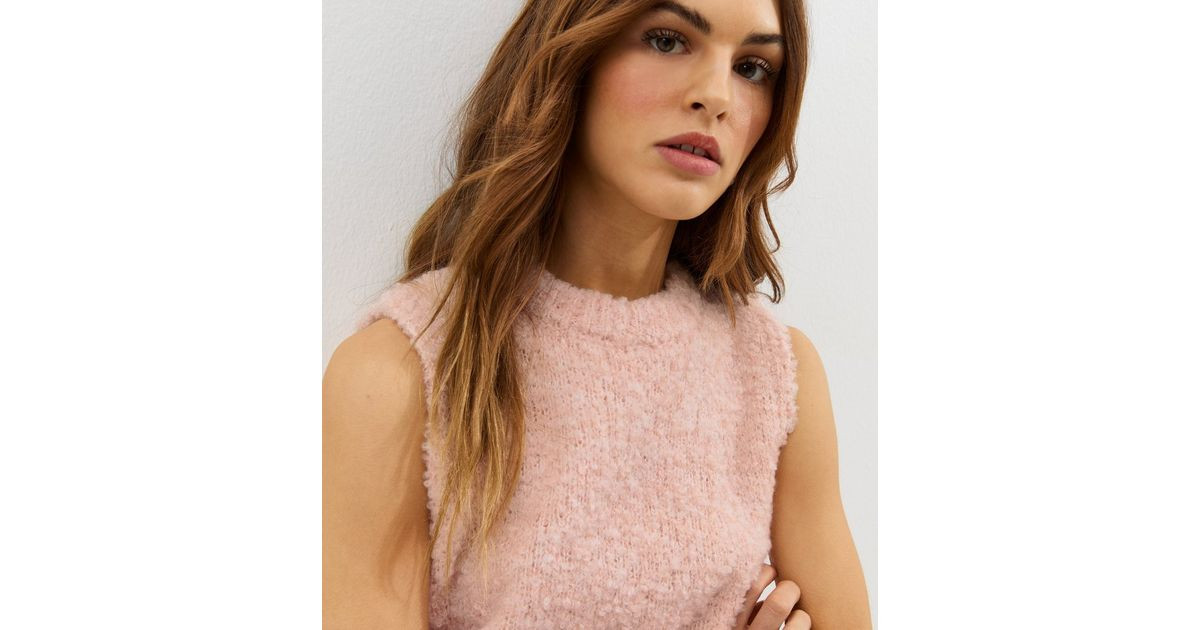 Light Pink Boucle Textured Knit Tabard Vest | New Look | New Look (UK)
