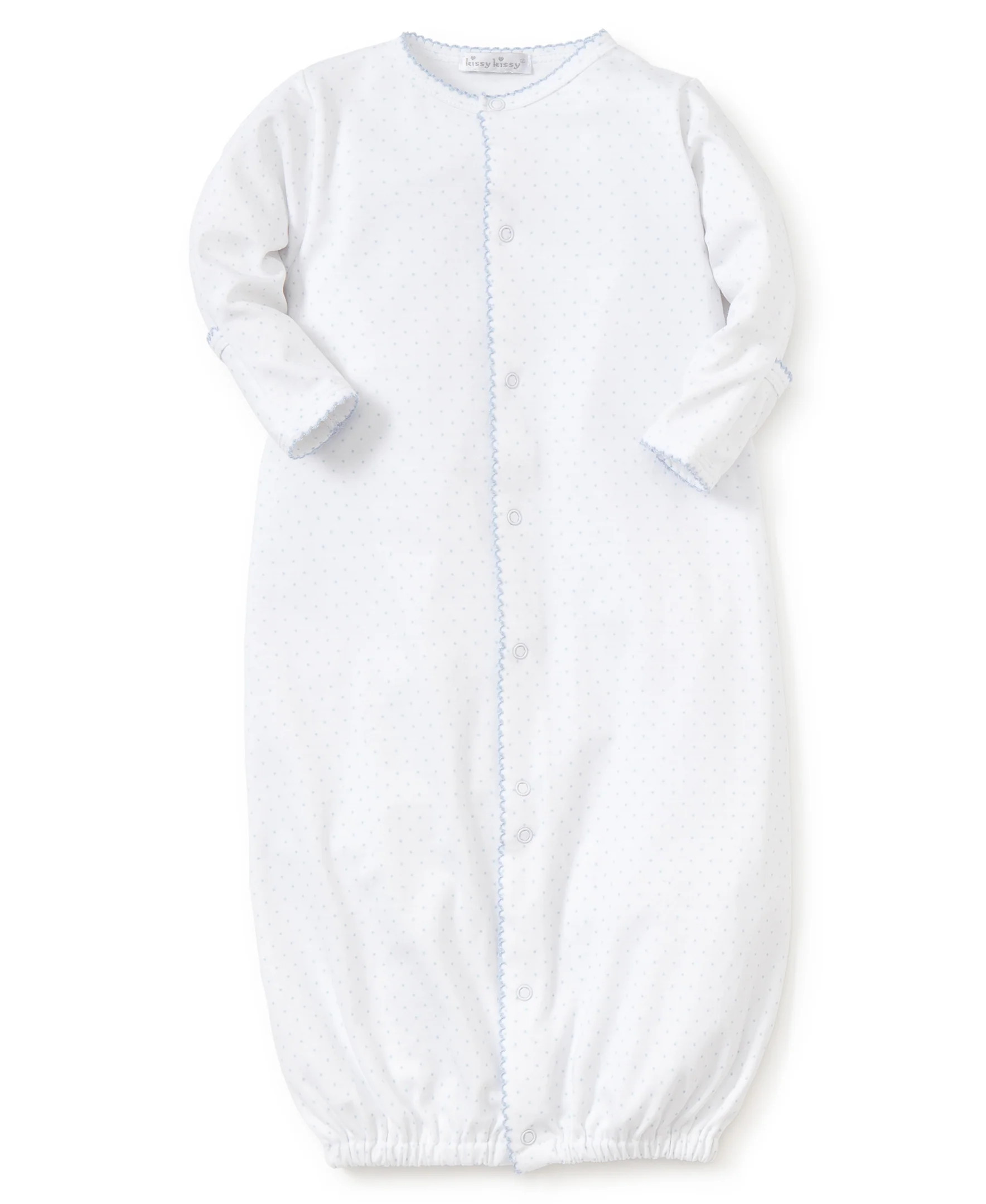 White/Blue New Kissy Dots Print Converter Gown | Kissy Kissy