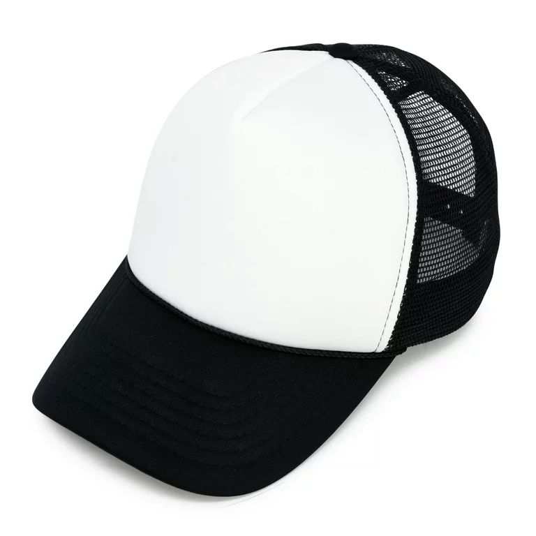 DALIX Youth Mesh Trucker Cap Adjustable Hat in Black White | Walmart (US)
