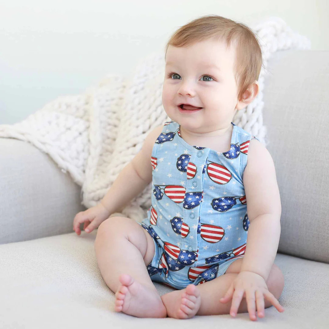 Sleeveless Snap Romper | Patriotic Summer | Caden Lane