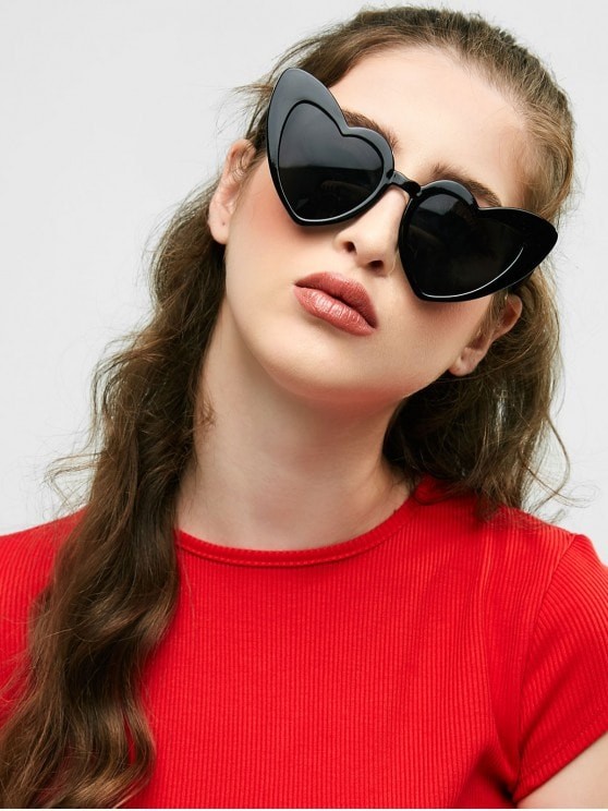 Heart Shape Sunglasses   BLACK AND PINK BRIGHT BLACK+GREY CLARET CLEMENTINE PINK FRAME+PINK LENS ... | Zaful UK