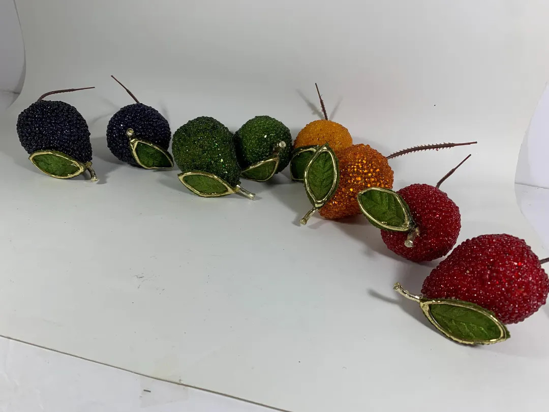 Fruit Sugared Beaded Ornaments Apples Pears Orange Excellent Vintage Condition Make a Selection -... | Etsy (US)