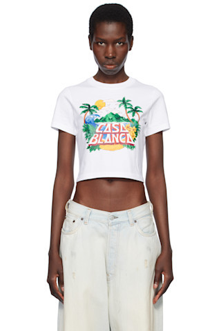 White Casa Beach Wave Cropped T-shirt | SSENSE