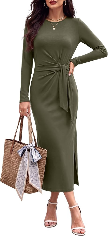 ANRABESS Women's Fall Long Sleeve Casual Maxi Dress | Amazon (US)