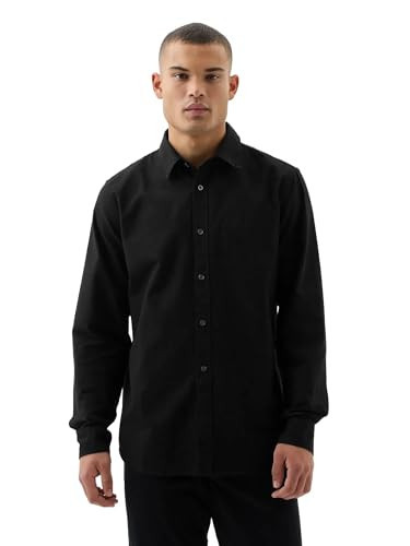 GAP Mens Long Sleeve Oxford Button Down Shirt Soft Black XS | Amazon (US)