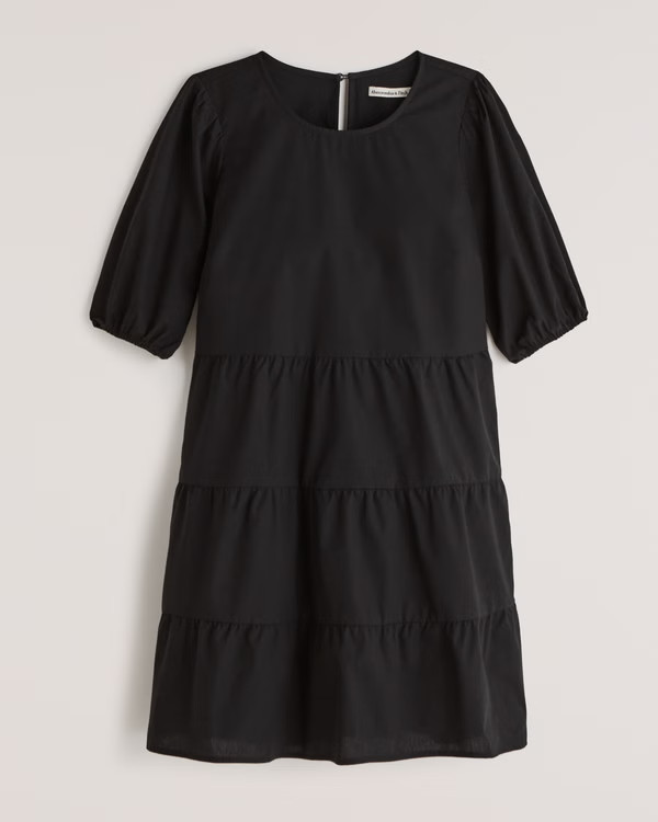 High-Neck Trapeze Mini Dress | Abercrombie & Fitch (US)