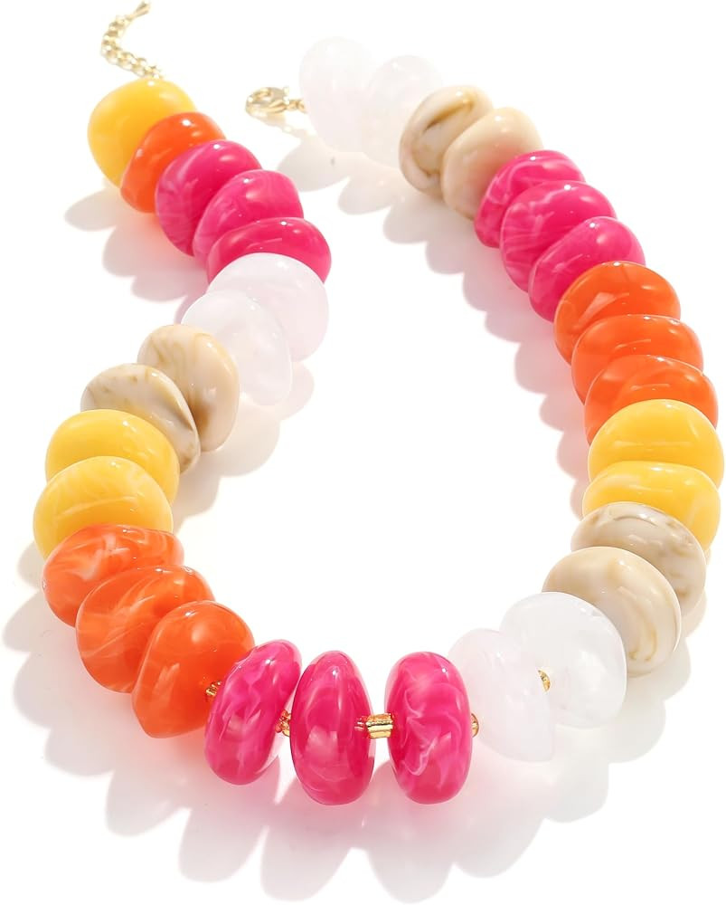 CONRAN KREMIX Colorful Chunky Beaded Necklace for Women,Large Acrylic Bead Choker Statement Neckl... | Amazon (US)