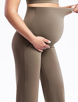POSHDIVAH Women's Creamluxe Maternity Yoga Wide Leg Pants Petite/Regular/Tall Pregnancy Work Dres... | Amazon (US)