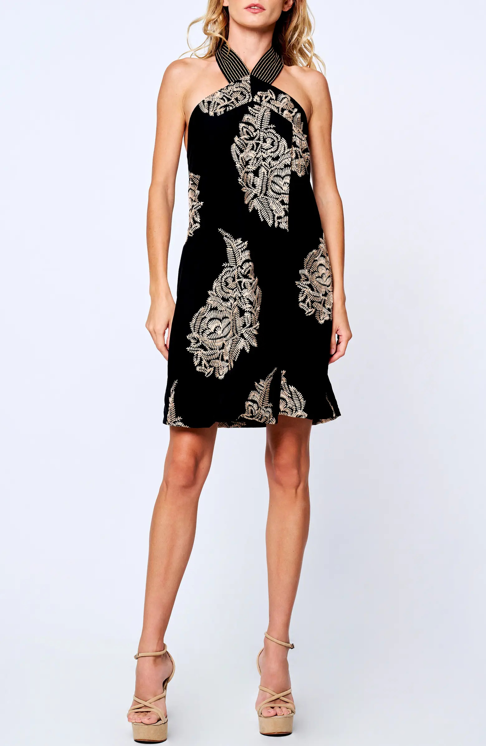 CIEBON Varella Embroidered Halter Dress | Nordstrom | Nordstrom