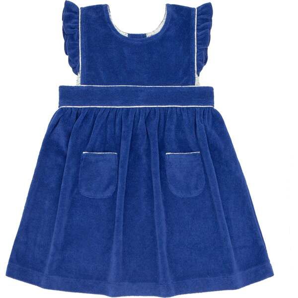 Cove Blue French Terry Ruffle Sleeve Pinafore Dress | Maisonette