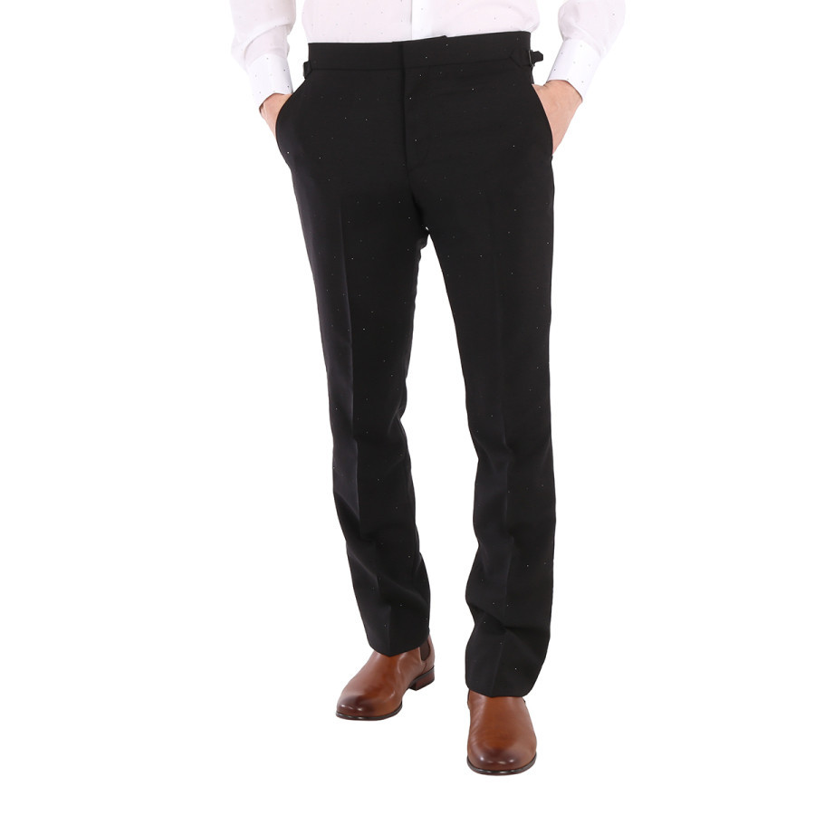 Burberry Mens Black Embellished Mohair Wool Classic Fit Tailored Trousers | Jomashop.com & JomaDeals.com