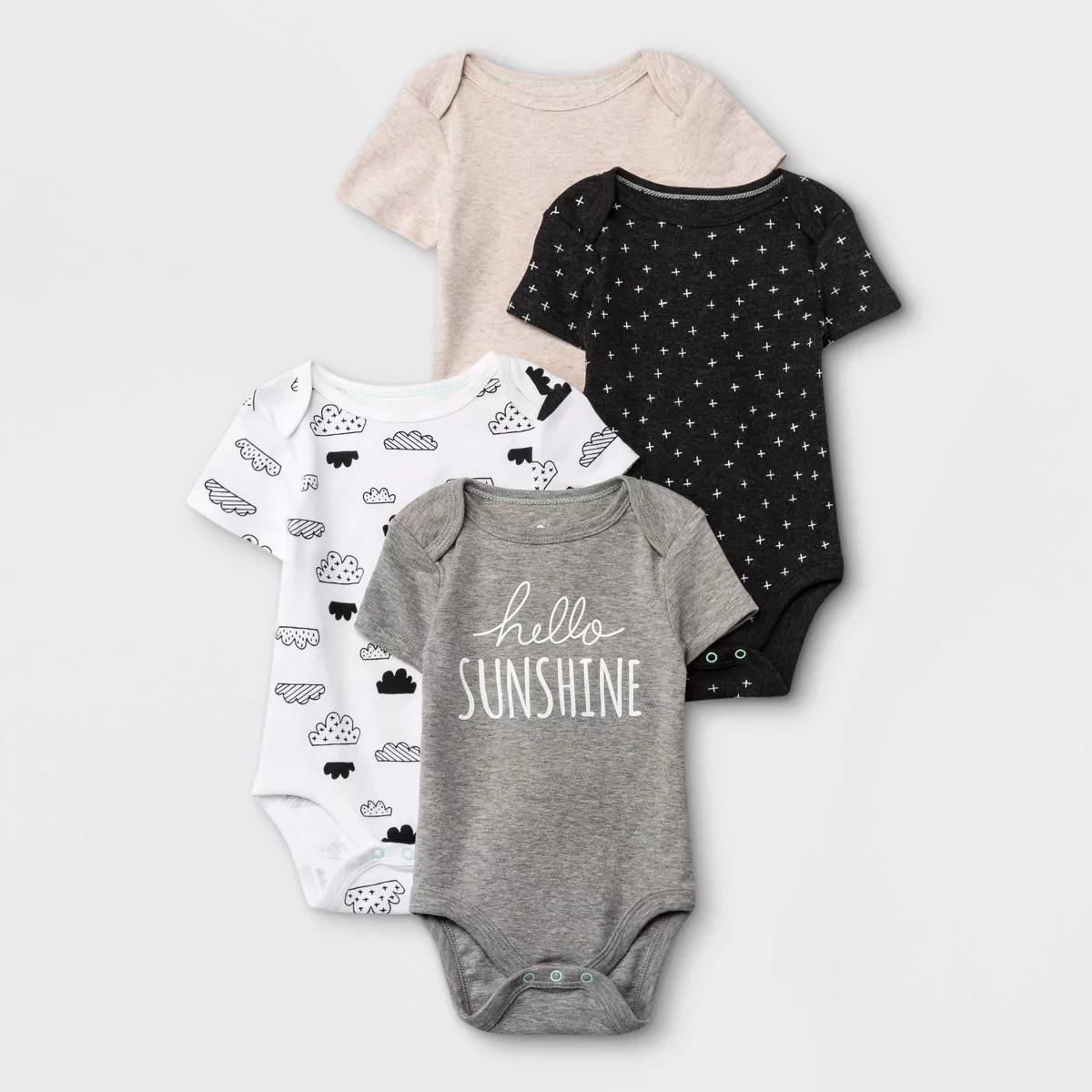 Baby 4pk Short Sleeve Bodysuit - Cloud Island™ Black/White | Target