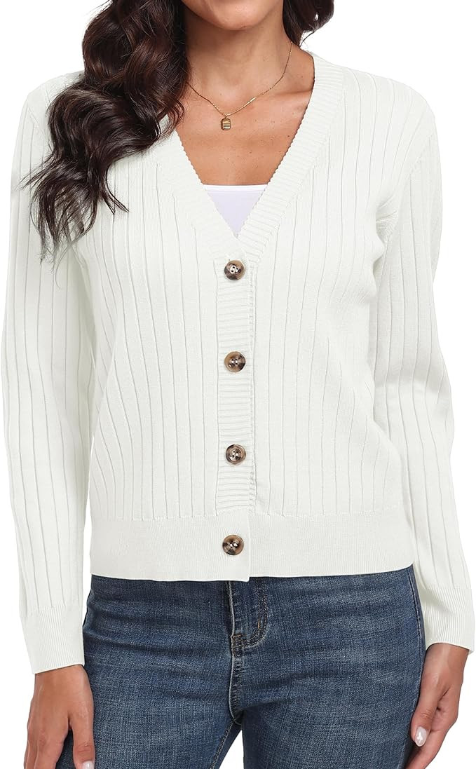 Women's Long Sleeve Cardigan Sweaters Casual V Neck Soft Knit Jacket Button Down Cardigan for Wom... | Amazon (US)
