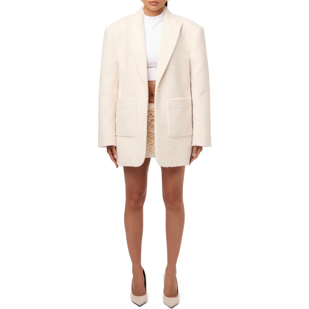 Naked Wardrobe Longline Bouclé Blazer in Creme at Nordstrom, Size Small | Nordstrom