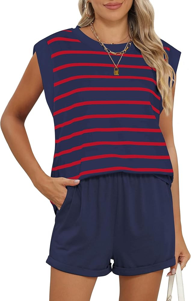 RUBZOOF 2 Piece Outfits for Women Lightweight Matching Lounge Sets Cap Sleeve Top and Elastic Wai... | Amazon (US)