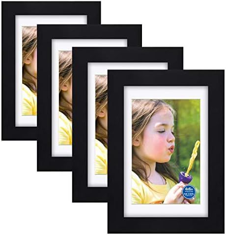 4x6 inch Picture Frames Made of Solid Wood and HD Glass Display Photos 3.5x5 with Mat or 4x6 With... | Amazon (US)
