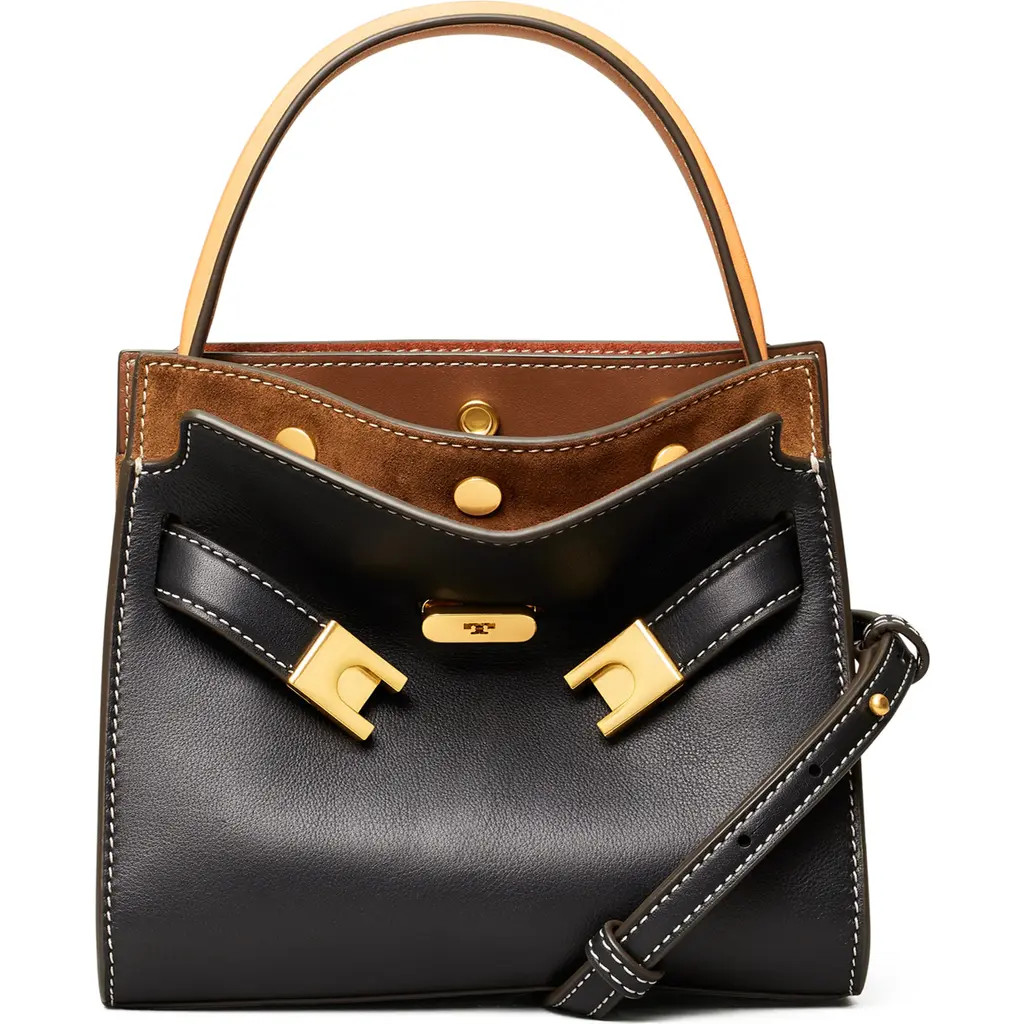 Tory Burch Lee Radziwill Petite Leather Double Bag in Black at Nordstrom | Nordstrom