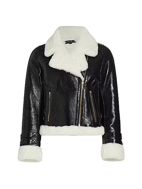 Dion Faux Shearling-Trimmed Moto Jacket | Saks Fifth Avenue