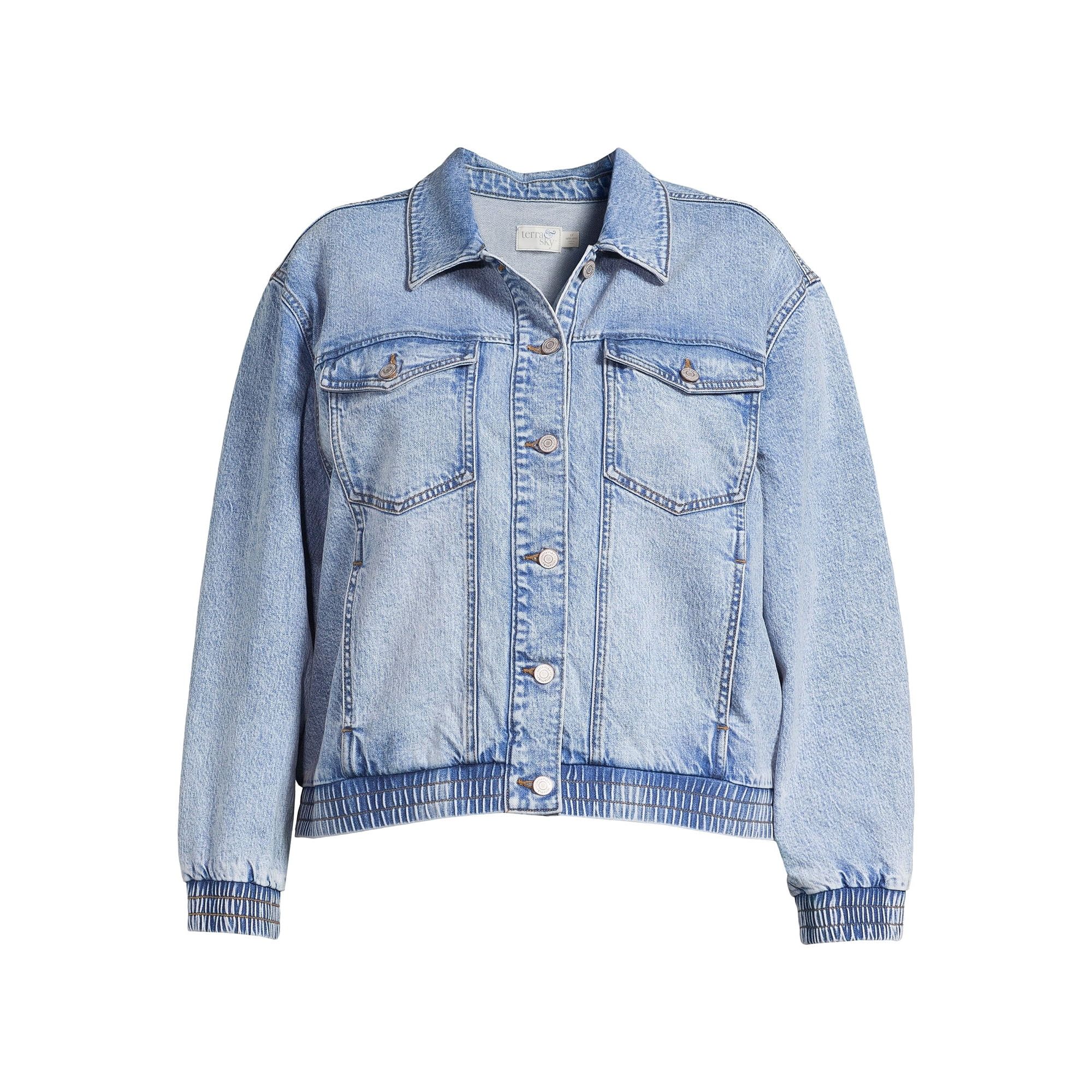 Terra & Sky Women's Plus Size Denim Trucker Jacket | Walmart (US)