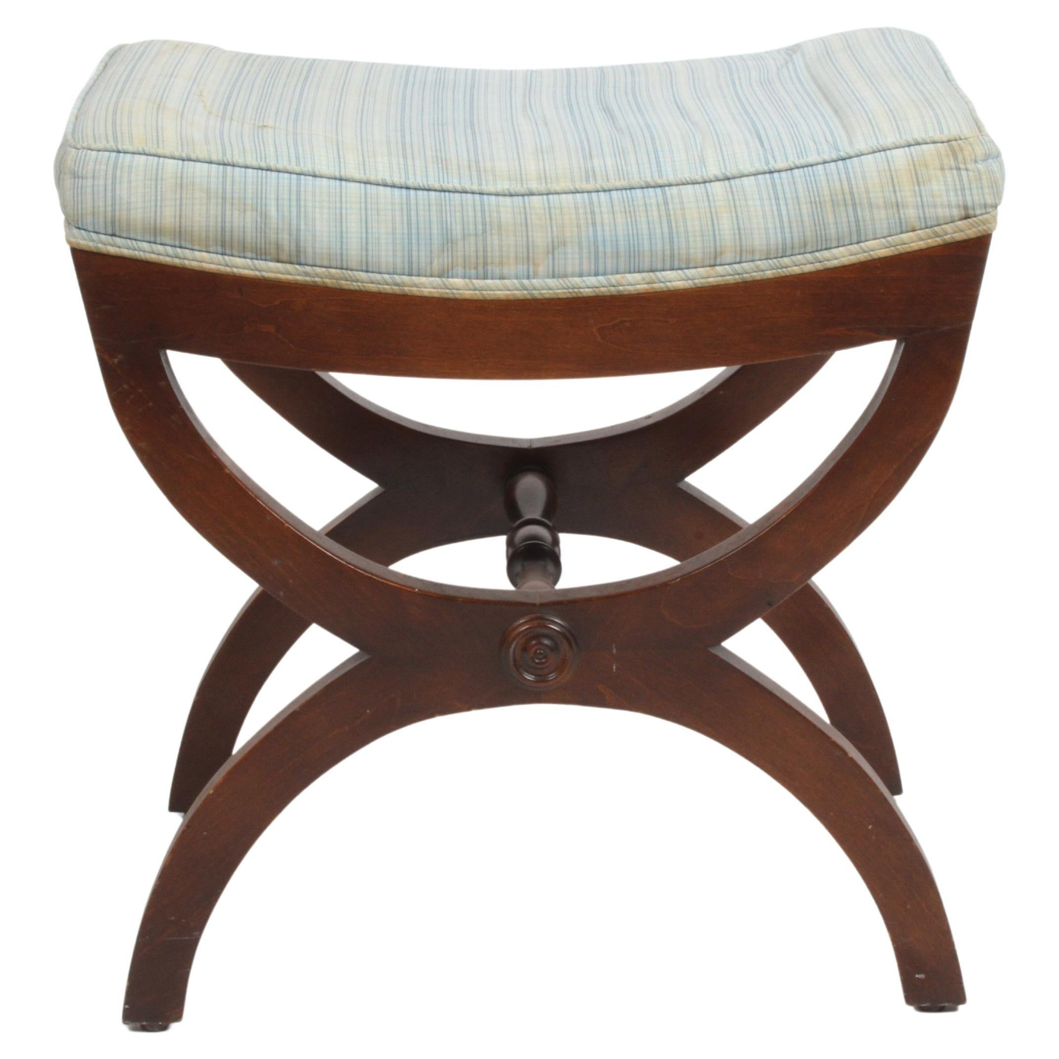 1940's Edward Wormley for Dunbar Mahogany Regency Style X Form Bench or Stool | 1stDibs