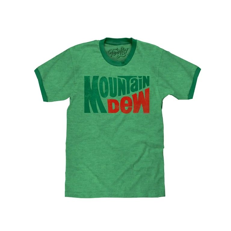 Tee Luv Men's Faded Mountain Dew Logo Ringer Tee Shirt (L) - Walmart.com | Walmart (US)