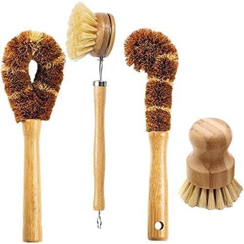 TOONEV Kitchen Cleaning Brush with Bamboo Handle Set of 4 for Dish Bottle Vegetable Pan Pot Clean... | Amazon (US)