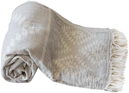 Mebien Turkish Beach Bath Towel Peshtemal-Luxury Prewashed Cotton Blanket Vintage L.Grey 35x67inc... | Amazon (US)
